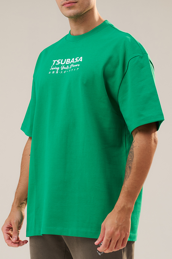 [ RE- ] 男款 寶石綠<br>OVER SIZE ​​​​​​​重磅純棉圓領T恤